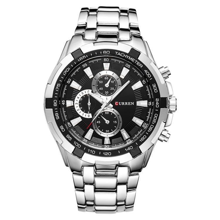 CURREN 8023 Men Stainless Steel Analog Sport Quartz Watch, White case white face, Silver case gold face, Silver case gold ring black face, Black case white face, Black case black face, Black case gold ring white face, Black case gold face... White case black face