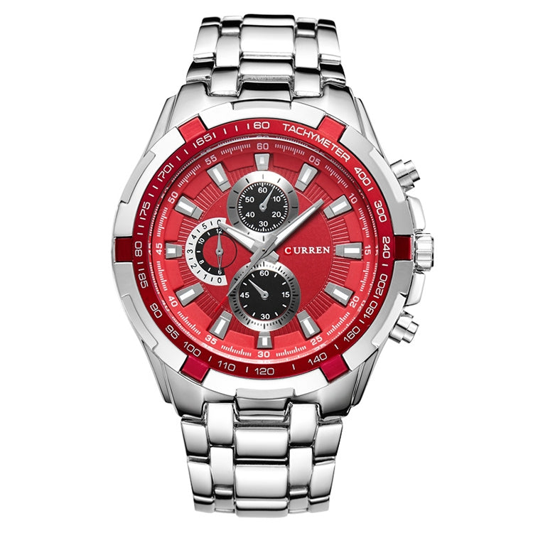 CURREN 8023 Men Stainless Steel Analog Sport Quartz Watch, White case white face, Silver case gold face, Silver case gold ring black face, Black case white face, Black case black face, Black case gold ring white face, Black case gold face... White case red face