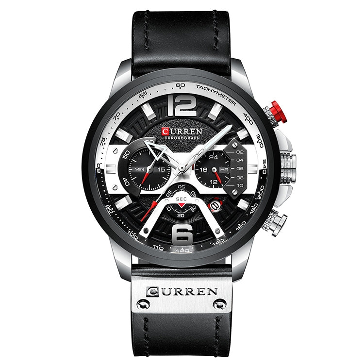 CURREN M8329 Casual Sport Leather Watch for Men, Rose blue, Rose black, Gold black, Black Khaki, White black White black