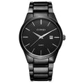 CURREN 8106 Fashion Business Calendar Waterproof Full Steel Quartz Watch, black case black face, white case black face, black case white face, white case white face black case black face