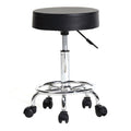 Adjustable Beauty Barber Shop Bar Lift Pulley Stool Movable Stool Chair – Leather Black