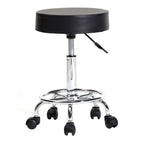Adjustable Beauty Barber Shop Bar Lift Pulley Stool Movable Stool Chair – Leather Black