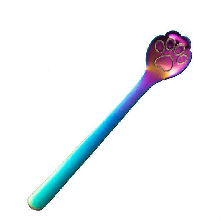 Stainless Steel Creative Cat Claw Coffee Spoon Dessert Cake Spoon, Cat Claw Spoon Gold, Hollow Cat Claw Spoon Gold, Cat Claw Spoon Rose Gold, Hollow Cat Claw Spoon Rose Gold, Cat Claw Spoon Black, Hollow Cat Claw Spoon Black, Cat Claw Spoon... Cat Claw Spoon Colorful