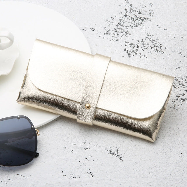 Fashion Portable Glasses Case Magnetic PU Leather Foldable Glasses Box for Eyeglass Oversize Sunglasses, Magnetic PU Gold, Magnetic PU White, Magnetic PU Black, Magnetic PU Red, Magnetic PU Gray Magnetic PU Gold Gold