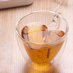 Heart Shaped Double Wall Glass Mug Resistant Transparent Tea Cups 240ml