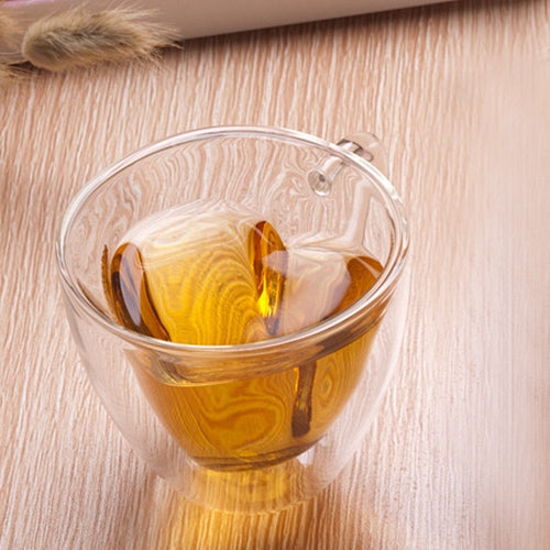 Heart Shaped Double Wall Glass Mug Resistant Transparent Tea Cups – Durable Build, Easy to Use 180ml