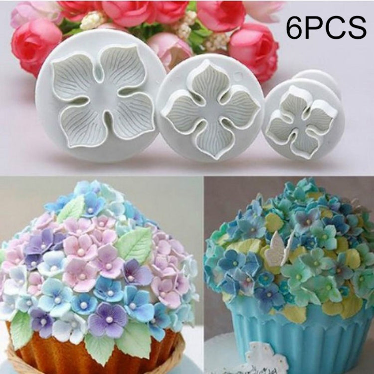 2 Set Silicone Hydrangea Fondant Cake Decorating Flower Blossom Mold, 3 PCS Hydrangea 3 PCS Hydrangea