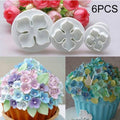 2 Set Silicone Hydrangea Fondant Cake Decorating Flower Blossom Mold, 3 PCS Hydrangea 3 PCS Hydrangea