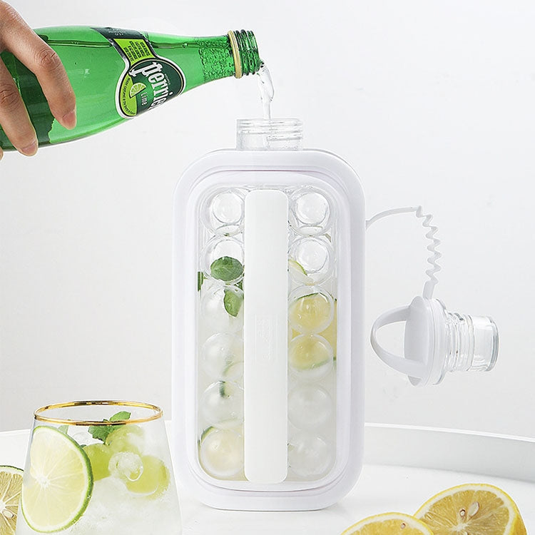 2 in 1 Round Ice Cube Mold Portable Ice Ball Maker Bottle Kettle with Lid White, 17 Grid 17 Grid