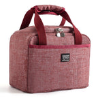 Thickened Handheld Lunch Bag Insulated Bento Bags Kids Lunch Kits Dark Red