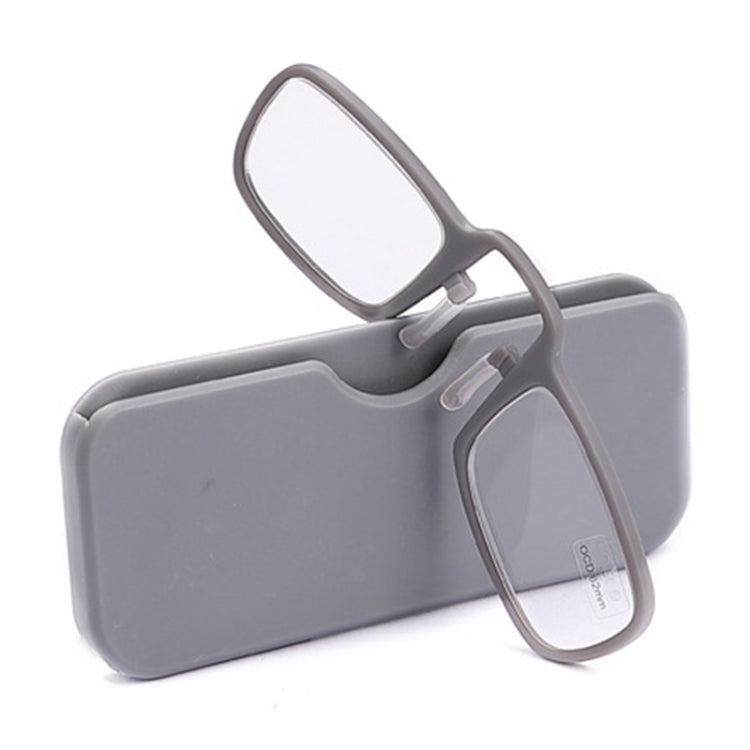2 PCS TR90 Pince-nez Reading Glasses Presbyopic Glasses with Portable Box, +1.00D, +1.50D, +2.00D, +2.50D, +3.00D, +3.50D +1.00D Grey