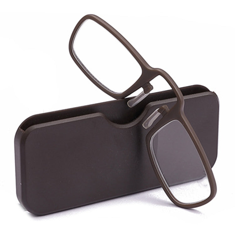2 PCS TR90 Pince-nez Reading Glasses Presbyopic Glasses with Portable Box, +1.00D, +1.50D, +2.00D, +2.50D, +3.00D, +3.50D – Durable Build, Easy to Use +2.00D Brown