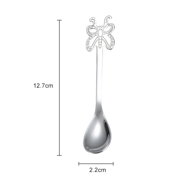Multicolor Stainless Steel Butterfly Coffee Spoon Fruit Cold Drink Ice Cream Dessert Tea Spoon, Silver, Gold, Rose Gold, Rainbow, Black, Purple – Durable Build, Easy to Use