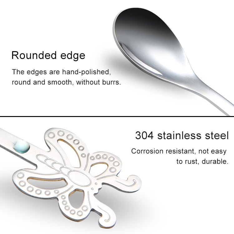 Multicolor Stainless Steel Butterfly Coffee Spoon Fruit Cold Drink Ice Cream Dessert Tea Spoon, Silver, Gold, Rose Gold, Rainbow, Black, Purple – Durable Build, Easy to Use