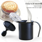 Pump Creamer Stainless Steel Double Mesh Manual Coffee Milk Foam Frothing Pitcher Froth Pump Foamer Cup, 400cc, 800cc – Durable Build, Easy to Use