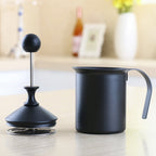 Pump Creamer Stainless Steel Double Mesh Manual Coffee Milk Foam Frothing Pitcher Froth Pump Foamer Cup, 400cc, 800cc – Durable Build, Easy to Use