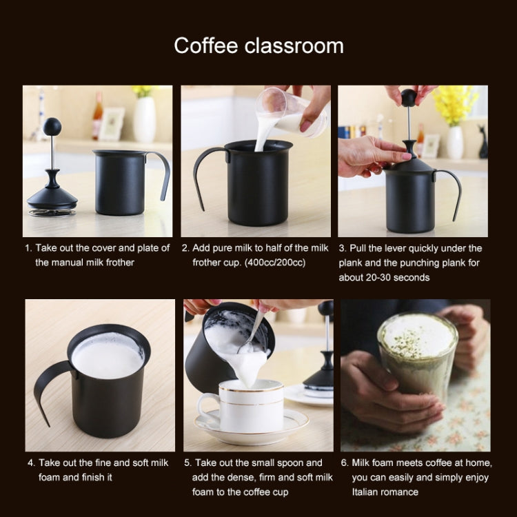 Pump Creamer Stainless Steel Double Mesh Manual Coffee Milk Foam Frothing Pitcher Froth Pump Foamer Cup, 400cc, 800cc – Durable Build, Easy to Use