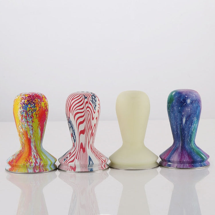 58mm Coffee Tamper Coloured Silicone Frosted Handle Coffee Hammer 304 Stainless Steel Powder Press Coffee Accessories, Starry Sky, Milk White