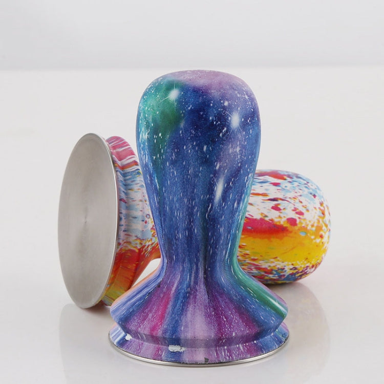 58mm Coffee Tamper Coloured Silicone Frosted Handle Coffee Hammer 304 Stainless Steel Powder Press Coffee Accessories, Starry Sky, Milk White