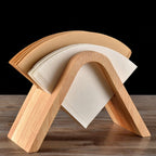 Coffee Filter Holder Coffee Storage Rack Filter Box Paper Base Bracket Display Stand, Wooden V Holder