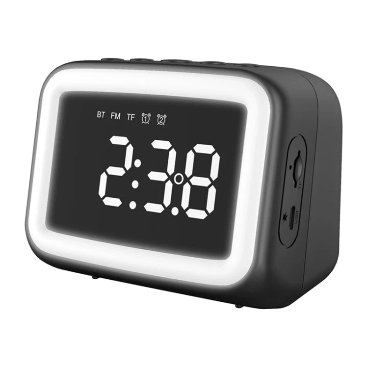 BT-511 Mini LED HD Mirror Bluetooth Speaker, Support 32GB TF Card & 3.5mm AUX & Dual Alarm Clock & Real-time Temperature & Hands-free Calling, White, Pink, Black, Red – Bluetooth, 4K Black