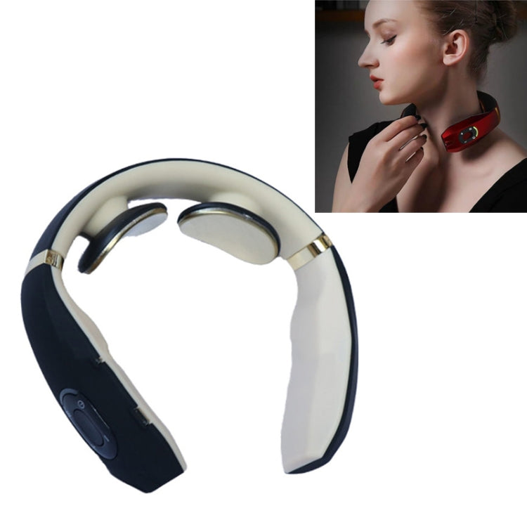 Cervical Vertebra Massager Charging Intelligent Pulse Physiotherapy Instrument Electromagnetic Vibration Neck Protector, Black, Red Black