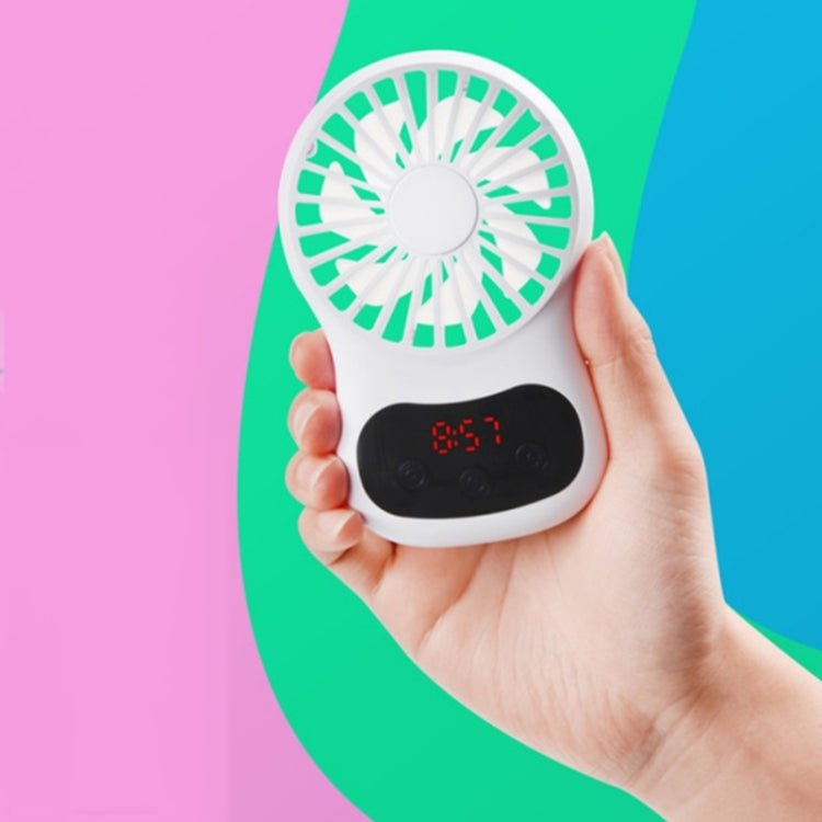 Multifunctional Clock Small Fan Creative Desktop Mini USB Fan, White, Pink, Blue – Durable Build, Easy to Use