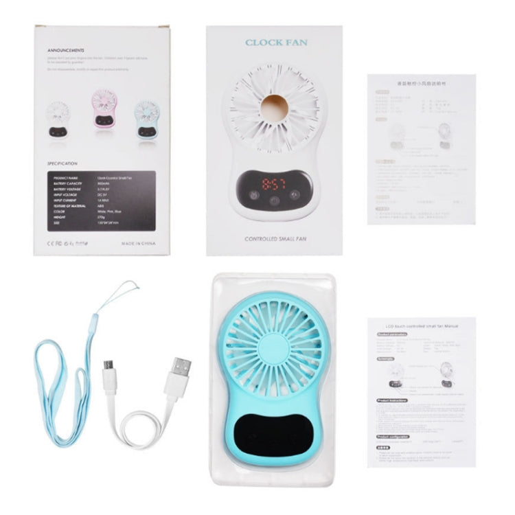 Multifunctional Clock Small Fan Creative Desktop Mini USB Fan, White, Pink, Blue – Durable Build, Easy to Use