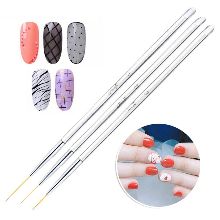 3pcs /Set Nail Double-Ended Color Brush Nail Art Drawing Pen Tool Set Default Title