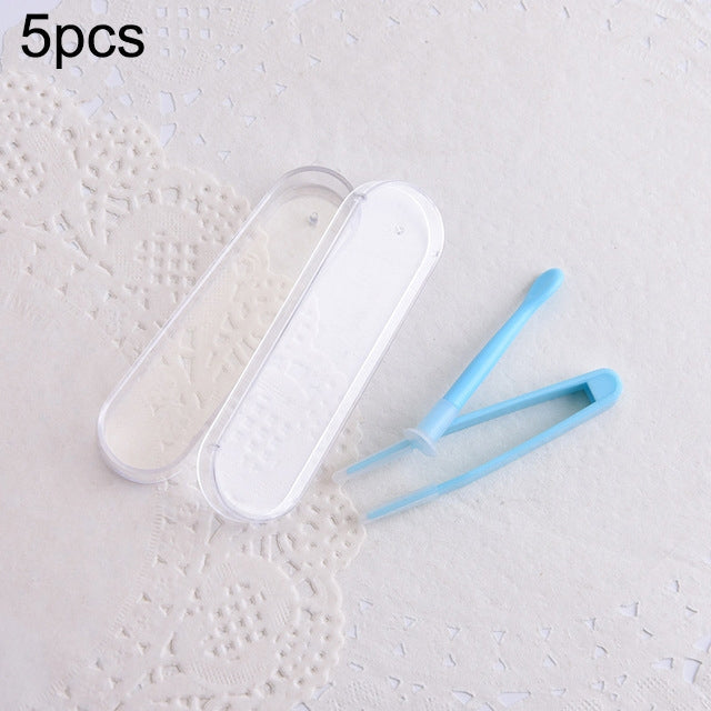 5pcs Portable Contact Lens Special Tweezer and Stick Set Travel Kit – Durable Build, Easy to Use Blue