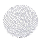 Table Bowl Mats Home Decor Placemat For Dining Table PVC Plastic Hollow Insulation Round Baroque Mediterranean Coaster Pads Silver