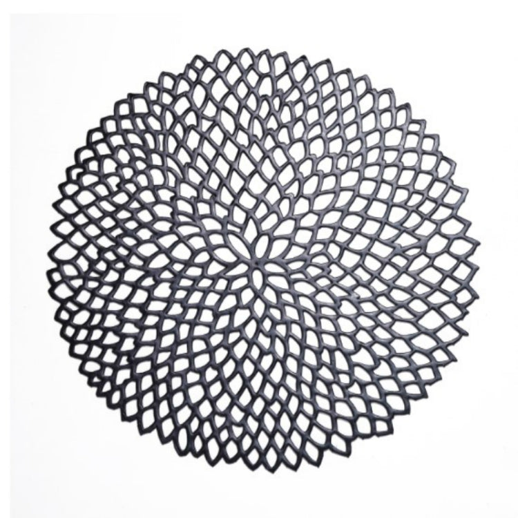 Table Bowl Mats Home Decor Placemat For Dining Table PVC Plastic Hollow Insulation Round Baroque Mediterranean Coaster Pads – Durable Build, Easy to Use Black