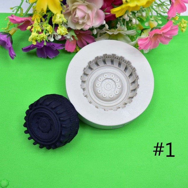 2 PCS DIY Tires Shape Sugar Craft Cake Silicone Mold Fondant Baking Decorating Tools Random Color Delivery, Size 1, Size 2, Size 3, Size 4 Size 1