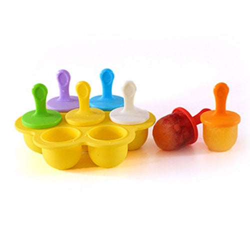 Silicone Mini Ice Pops Mold Ice Cream Ball Lolly Maker Popsicle Molds Baby DIY Food Supplement Tool – Durable Build, Easy to Use Yellow