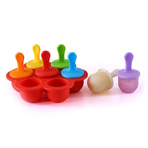 Silicone Mini Ice Pops Mold Ice Cream Ball Lolly Maker Popsicle Molds Baby DIY Food Supplement Tool – Durable Build, Easy to Use Red