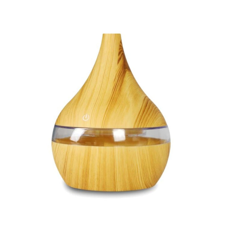 300ml USB Electric Aroma Air Diffuser Wood Ultrasonic Air Humidifier Essential Oil Aromatherapy Cool Mist Maker – Durable Build, Easy to Use Flat Mouth Light Wood Grain