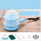 Multifunction Mini Non-Stick Frying Pan Boiler Steamer Cooker Poached Eggpot, Yellow single frying pan + wooden shovel, Pink single frying pan + wooden shovel, Blue single frying pan + wooden shovel, Yellow single layer package + wooden shovel... –... Blue double storey package