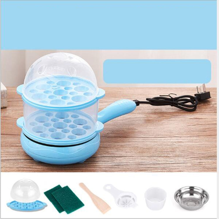 Multifunction Mini Non-Stick Frying Pan Boiler Steamer Cooker Poached Eggpot, Yellow single frying pan + wooden shovel, Pink single frying pan + wooden shovel, Blue single frying pan + wooden shovel, Yellow single layer package + wooden shovel... –... Blue double storey package