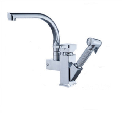 Kitchen Faucet Mixer Tap Single Handle Two Swivel Spouts Hot Cold Water Tap Pull Out Flushing Spray Tap, Low – Durable Build, Easy to Use