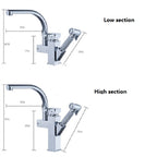 Kitchen Faucet Mixer Tap Single Handle Two Swivel Spouts Hot Cold Water Tap Pull Out Flushing Spray Tap, Low – Durable Build, Easy to Use