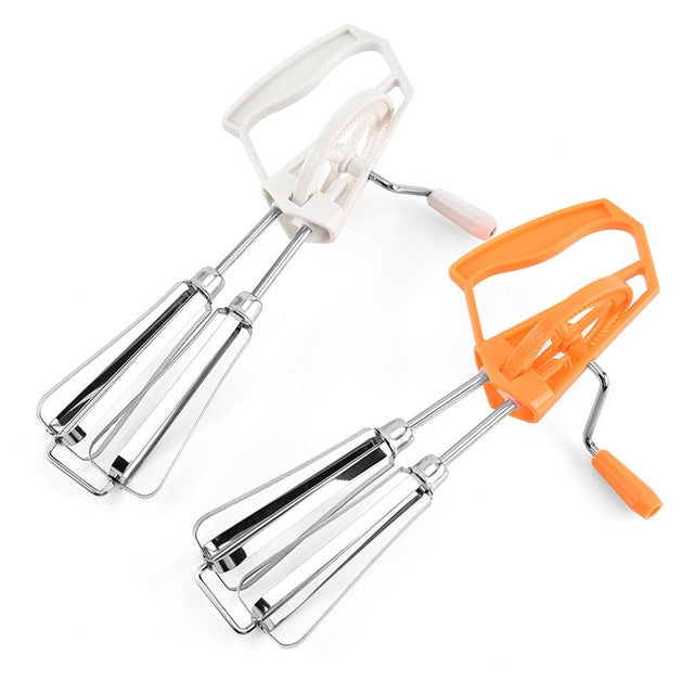Double Rotation Hand Whisk Egg Beater Stainless Steel Kitchen Blender, Random Color Delivery Random Color Delivery