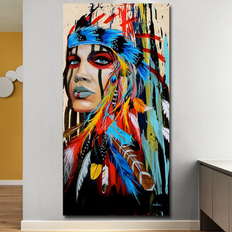 Modern Wall Art Prints Coloful Girl Feathered Women Canvas Painting For Living Room Home Decor, 30x45cm, 40X60cm, 50X70cm, 40X80cm 30x45cm