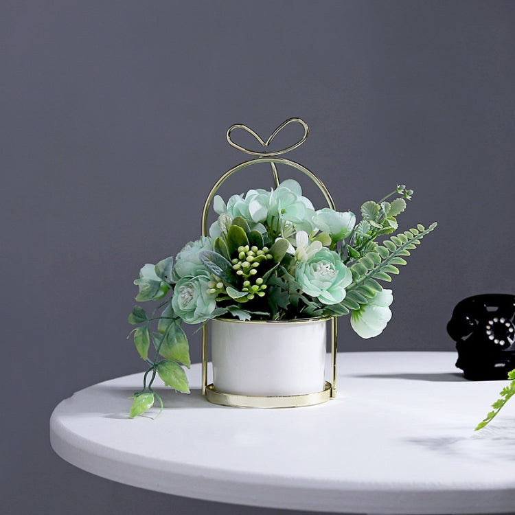 Wrought Iron Portable Frame Hydrangea Flower Pot Decoration Ornaments Home Study Office Wedding Decoration, Light Pink, Light Yellow, light Purple, Light Green, Light Blue, Elegant White – Durable Build, Easy to Use Light Green