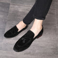 Men Leather Shoes Suede Tassels Slip-on Peas Shoes, 43, 37, 38, 39, 40, 41, 42, 44, 45, 46, 47, 48 43 Black