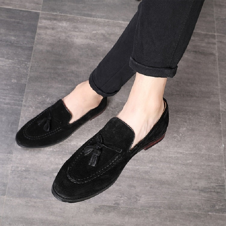 Men Leather Shoes Suede Tassels Slip-on Peas Shoes, 43, 37, 38, 39, 40, 41, 42, 44, 45, 46, 47, 48 – Wear-resistant, Leather, Non-slip 47 Black