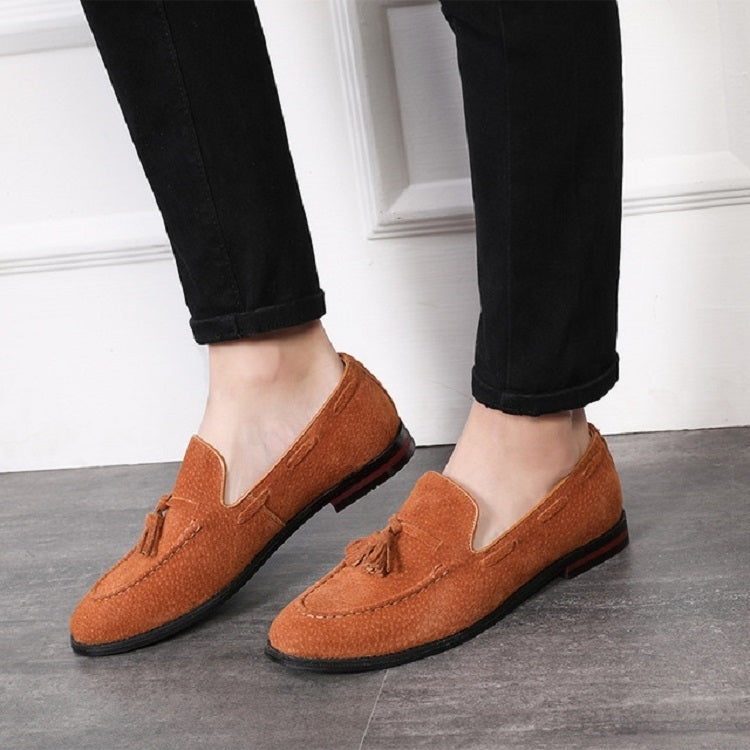 Men Leather Shoes Suede Tassels Slip-on Peas Shoes, 43, 37, 38, 39, 40, 41, 42, 44, 45, 46, 47, 48 – Wear-resistant, Leather, Non-slip 48 Yellow