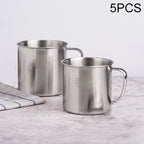 5 PCS Extra Thick 304 Stainless Steel Cup Children's Mouth Cup with Handle Cover Household adult Drinking Water Cup, 7cm without cover, 8cm with cover, 9cm with cover, 10cm with cover, 11cm with cover, 12cm with cover 7cm without cover