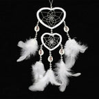 Dreamcatcher Pendant Up And Down Double Ring Peach Heart Dream Catcher White