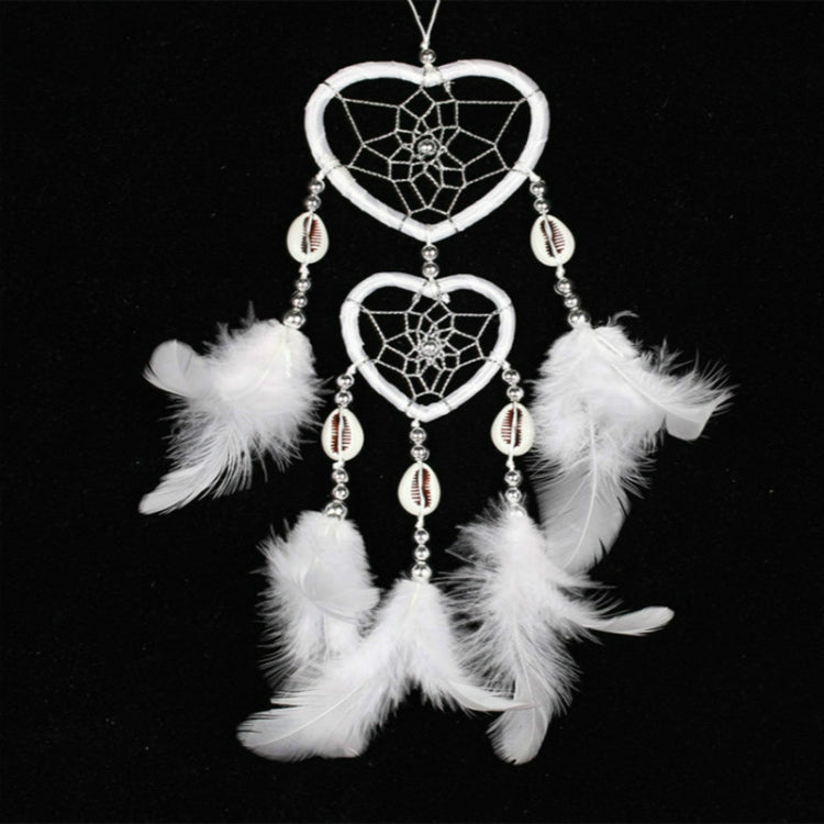 Dreamcatcher Pendant Up And Down Double Ring Peach Heart Dream Catcher White