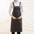 Waterproof Oil Proof Soft Leather Thick Wear-resistant Men and Women Overalls Apron – Waterproof, Wear-resistant, Leather Coffee